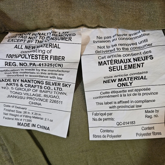 West Elm European Flax Linen Quilted Linework Sham Standard Queen Olive - Picture 8 of 8